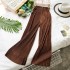 Evening style wide leg pants chic gentle temperament solid color small fresh elastic waist pleated straight tube versatile casual pants