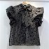 2024 summer clothing new niche design bow loose shirt sexy lady bubble sleeves short sleeved chiffon shirt