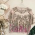 2020 runway runway socialite temperament embroidery nail bead bling glitter short sleeved see through T-shirt top