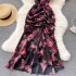 2022 new light luxury socialite chiffon printed dress temperament ruffled fish tail dress women's dress looks slim