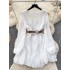 2024 Spring New Vacation Style Dress with Sweet Mushroom Edge Strap and Slim Fit Short Lotus Leaf Edge Dress for Women