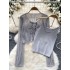 Pure Desire Style Two piece Women's Versatile Slim Fit Strap Top+Sweet Strap Long Sleeve Hollow Knitted Cardigan Top