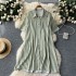 Korean style fashionable casual shirt for women's summer wear, mid to long, lazy style, loose and slimming, A-line versatile striped dress