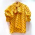 Palace style plush polka dot bubble sleeve shirt for women, summer niche design, butterfly bow beautiful chiffon top