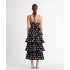 Australian high-end wave point suspender mid length dress with a slim fit and three-dimensional floral design, high-end layered cake dress for women