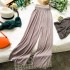 Evening style wide leg pants chic gentle temperament solid color small fresh elastic waist pleated straight tube versatile casual pants