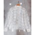 French style new design, niche retro silk top, lace bubble sleeve shirt for women