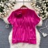 Socialite French high-end three-dimensional flower ribbon bubble sleeve shirt for women, niche chic versatile satin top trend