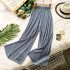 Evening style wide leg pants chic gentle temperament solid color small fresh elastic waist pleated straight tube versatile casual pants