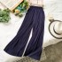 Evening style wide leg pants chic gentle temperament solid color small fresh elastic waist pleated straight tube versatile casual pants