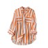 2022 autumn new mid to long vertical striped shirt jacket for women's Korean casual loose collared versatile top trend