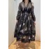 Australian retro court style bubble sleeves with floral prints, high waisted and slimming silk and linen dress, short skirt, medium long skirt