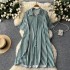 Korean style fashionable casual shirt for women's summer wear, mid to long, lazy style, loose and slimming, A-line versatile striped dress