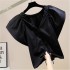 Fashionable drawstring pleated design V-neck pullover flying sleeve shirt 2024 new loose and versatile solid color top