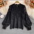 Autumn New Elegant and Gentle Feng Shui Soluble Hook Flower Hollow Lace Shirt Women's Western Style Loose Round Neck Top