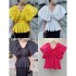 2024 summer new style versatile design shirt V-neck French slimming bubble sleeve top for women