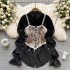 2022 Spring/Summer New Design Retro Pattern Strap Waist Small Vest Medium Long A-line Puffy Shirt Skirt