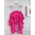 2024 vacation style hanging neck pleated ruffled long sleeved shirt for women's summer new high-end temperament off the shoulder top