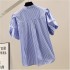 White spliced mushroom edge chiffon shirt for women's summer wear, new fashionable versatile shirt, short sleeved slimming high-end top