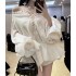 Internet celebrity summer new style rivet strap one shoulder maple leaf wrinkled ruffle edge top