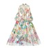 2024 early spring new niche elegant printed buckle slim fit long French bubble sleeve dress temperament dress