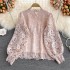 Autumn New Elegant and Gentle Feng Shui Soluble Hook Flower Hollow Lace Shirt Women's Western Style Loose Round Neck Top