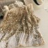 2020 runway runway socialite temperament embroidery nail bead bling glitter short sleeved see through T-shirt top