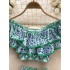 Hollow embroidery two-piece set of female sexy one shoulder lotus leaf edge waist exposed top+high waist fluffy skirt