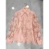 French style super beautiful lace hollow hook flower top with lapel and long sleeved shirt for women