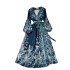 2024 early spring new French high-end one-piece lace up waist cinching printed dress for women, light luxury elegant long skirt