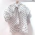 Palace style plush polka dot bubble sleeve shirt for women, summer niche design, butterfly bow beautiful chiffon top