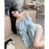 2024 vacation style hanging neck pleated ruffled long sleeved shirt for women's summer new high-end temperament off the shoulder top