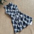 6.15/2:00 Showa girl spicy girl plaid bow sleeveless A-line vest skirt