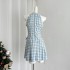 THE FUTURE Island Love Letter Korean Dress Checkered Small New Sleeveless Small Designer French Female