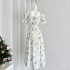 Miss Chipmunk Secret Garden Romantic French Holiday Style Dress for Women Summer Sweet and Playful Waist up Long Dress