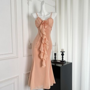 OKMA camisole dress for women, summer flower beach vacation, high-end temperament, long skirt, sexy and pure desire dress