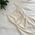 From a moment of white satin U-neck camisole dress for women's summer temperament, high-end fish tail long skirt