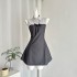 OKMA Academy style gray suit dress, women's summer waist cinching sexy temperament, spicy girl polo shirt dress