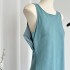 Homemade Drunken Desire Women's Summer New Style French Ramie Tencel Solid Color Sleeveless Long Split Dress