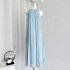 Hhyii Iris Summer Blue Tencel Hanging Neck Dress for Women Summer Sleeveless Flaw Style A-line Skirt