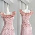 Click to receive a 20 yuan coupon for a Shufulei French romantic slim fit lace ruffled polka dot satin dress