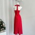 New Chinese style national style EIA Yi Yao Girls' Generation retro bright fashion slimming hanging neck backless dress