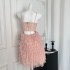 DoggyQing's high-end temperament mesh camisole dress with waist cinching and slimming party dress, fluffy princess dress