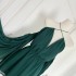 Slightly tipsy and hazy feeling, green one shoulder sleeve hanging wall dress, women's 2024 summer new high-end short skirt