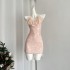 07/16 20:00 Your Lazy Llan Illusion Rose Romantic Two Color Hanging Neck Lace Dress