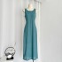 Homemade Drunken Desire Women's Summer New Style French Ramie Tencel Solid Color Sleeveless Long Split Dress