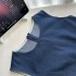 RAINY retro artistic round neck denim vest dress summer women's loose dress short A-line pleated skirt