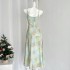 AHY long chiffon waist cinching atmospheric suspender dress in stock for women 24 summer new sweet dress