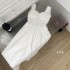 Lace hollowed out camisole dress for women with chest cushion, cinched waist for slimming effect, exposed back, tied up, white skirt