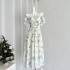 Miss Chipmunk Secret Garden Romantic French Holiday Style Dress for Women Summer Sweet and Playful Waist up Long Dress